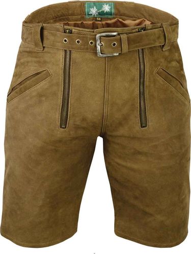 Genuine Nubuck Leather Short Leather Pant with Zip