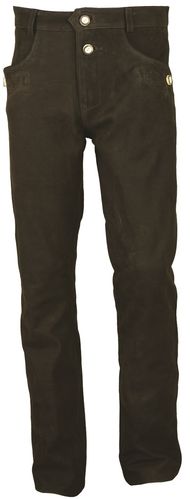 Nubuck-Costume Pants-Olive Brown-Long with Embroidery