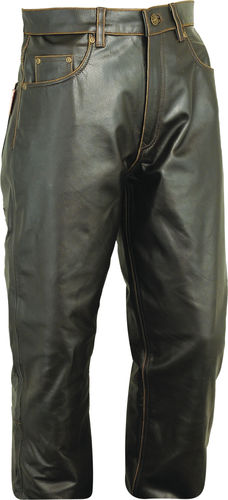 Cargo Hunting Leather Trousers long in Real antique Leather Brown