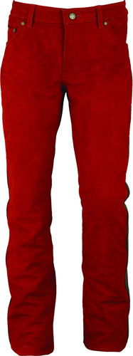 Real Nubuck Leather Slim fit Pants long in Red