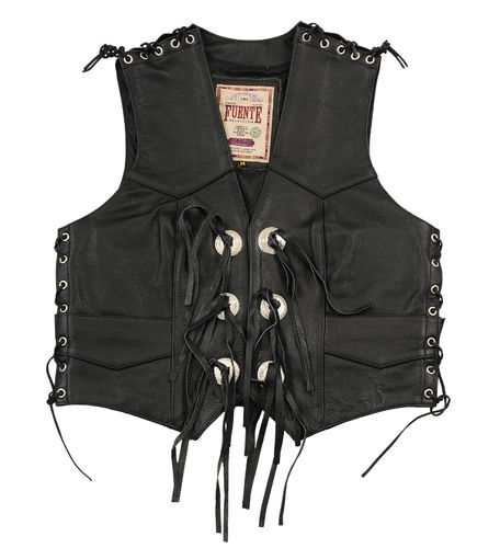 Real Leather Motorcycle Leather Vest in Black