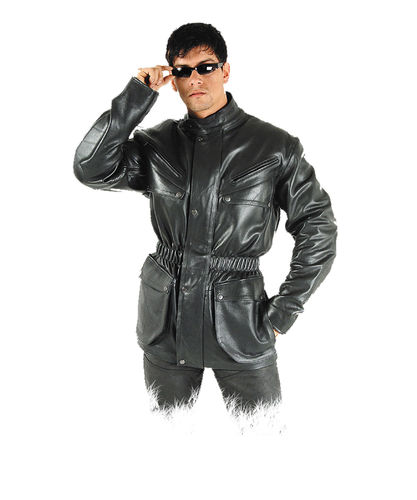 Mens Motorcyle leather jacket in black