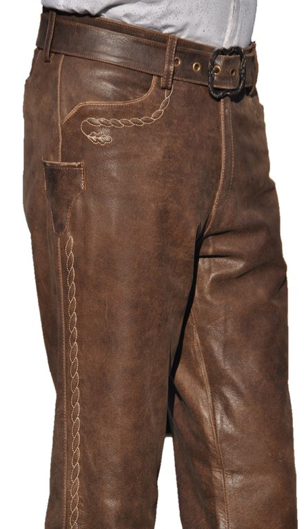 Leather trousers SUEDE leather pants dark brown new leather jeans Lederjeans 